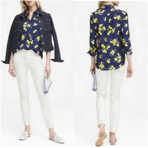 Banana Republic lemon print button up shirt
